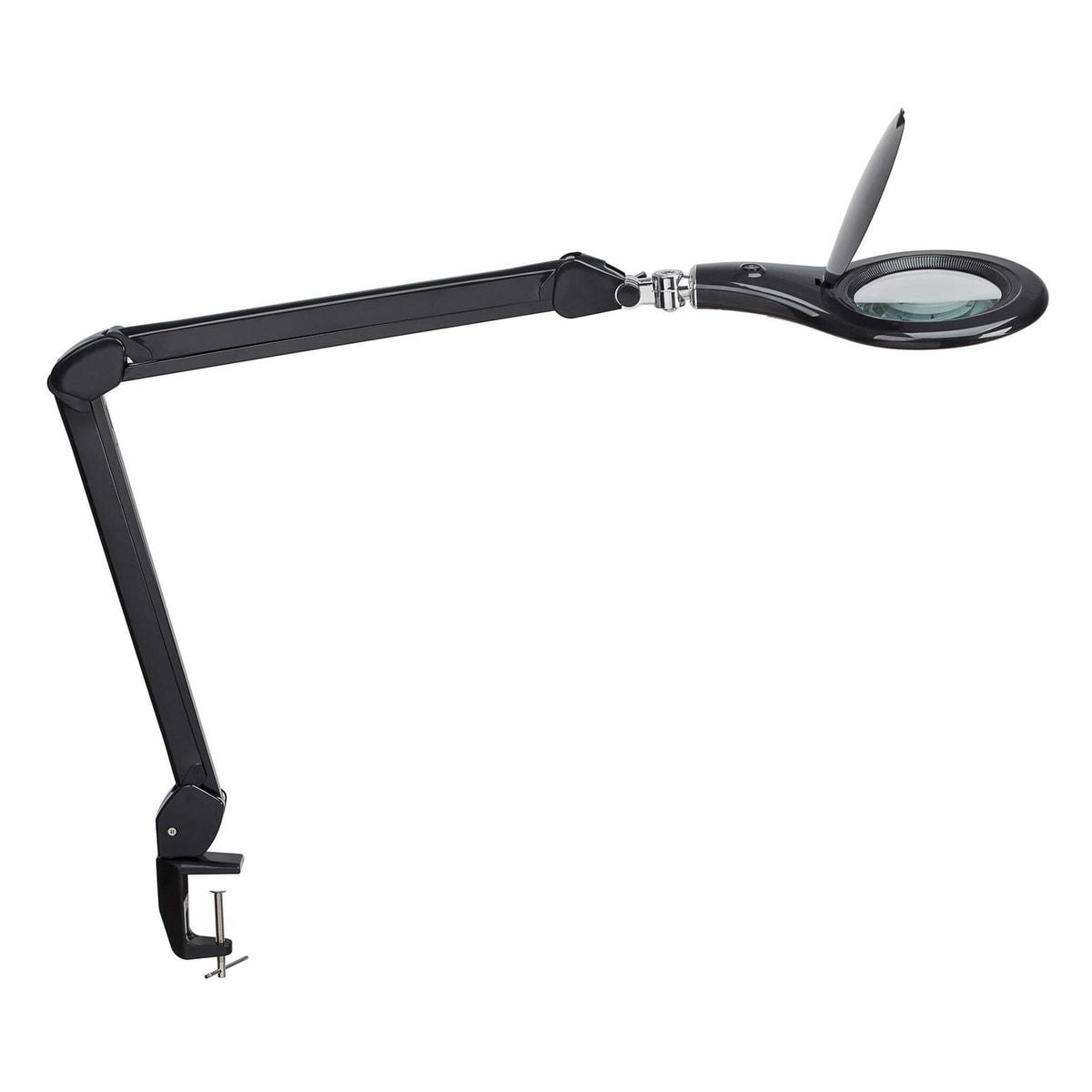 Lampe loupe LED à pince MAULmakro noir, vue d'ensemble