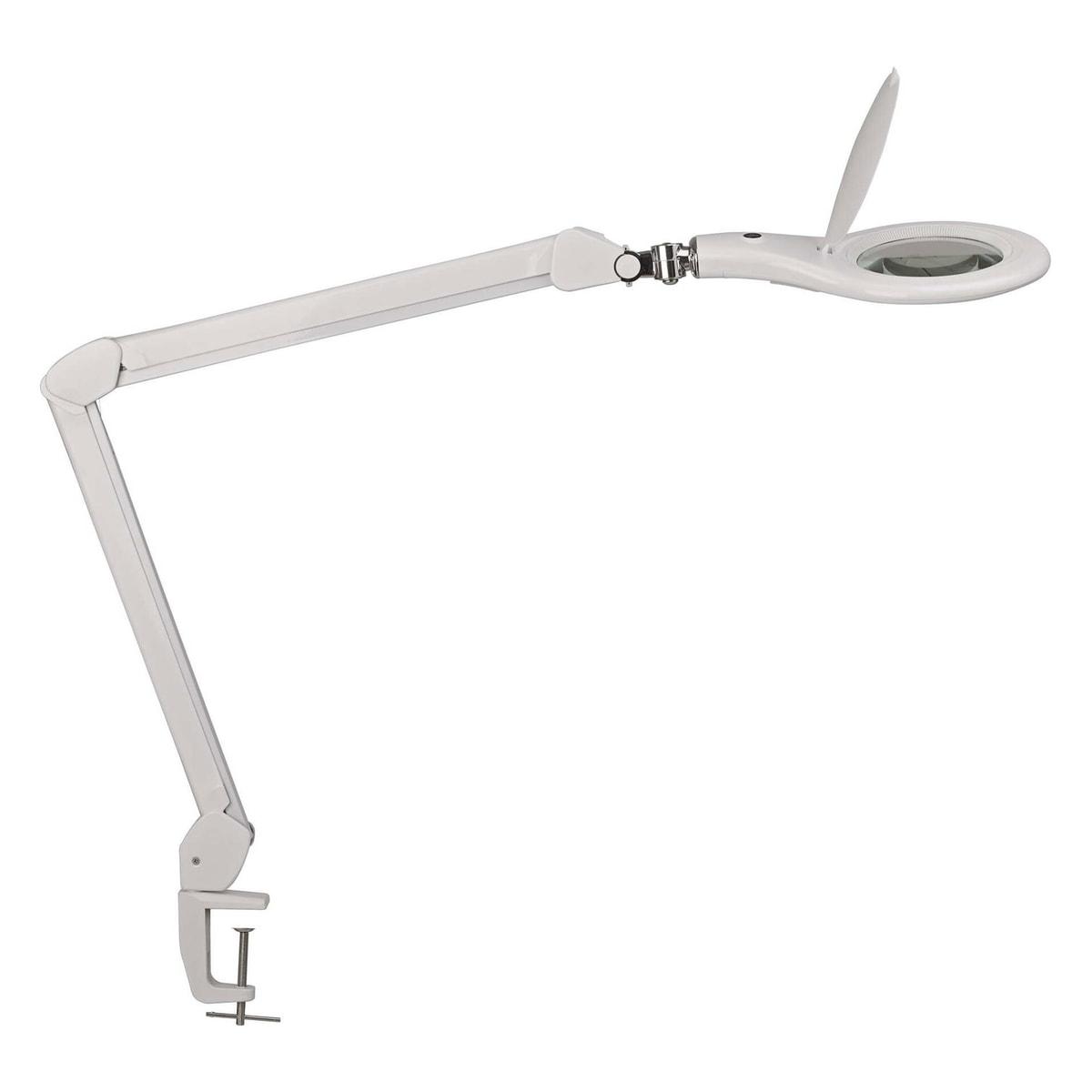 Lampe loupe LED à pince MAULmakro blanc, vue d'ensemble