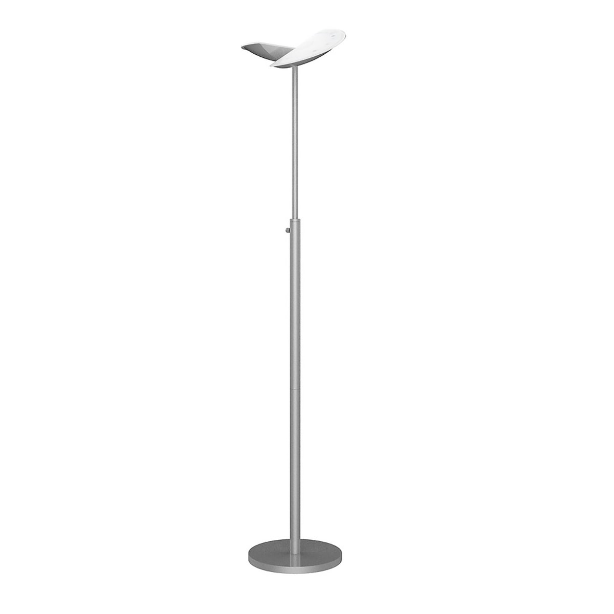 Lampadaire LED à éclairage indirect UNILUX ZELUX gris métal, vue d'ensemble
