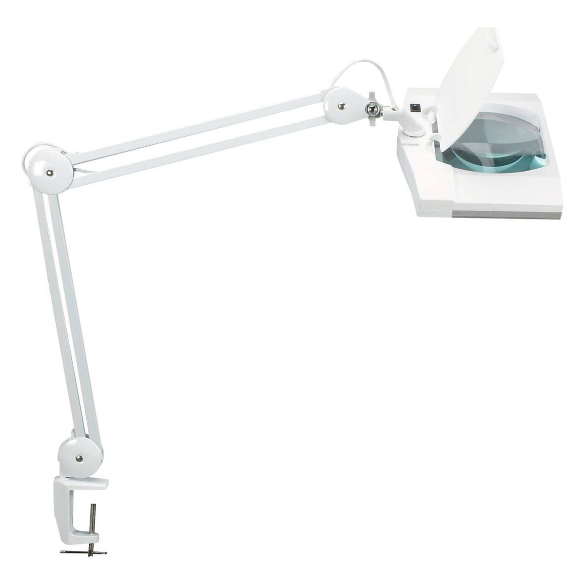 Lampe loupe LED à pince MAULvitrum blanc, vue d'ensemble