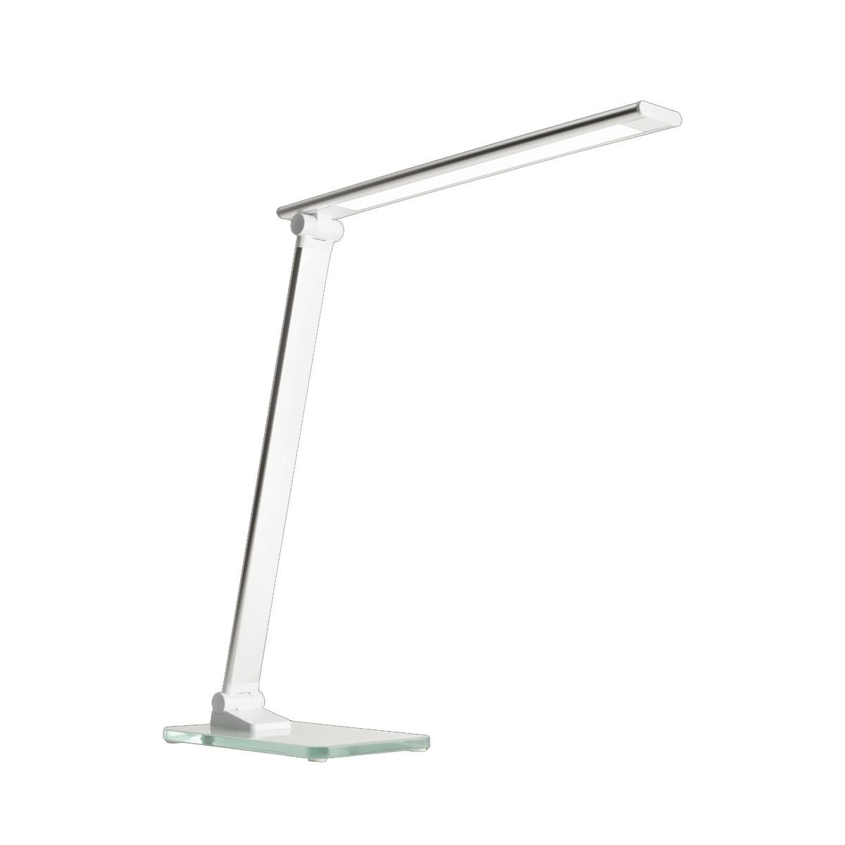 Lampe de bureau LED alimentée par USB UNILUX POPY blanc et gris métal, vue d'ensemble
