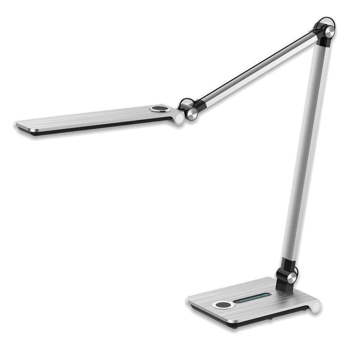Lampe de bureau Hansa Wave argent brossé, vue d'ensemble