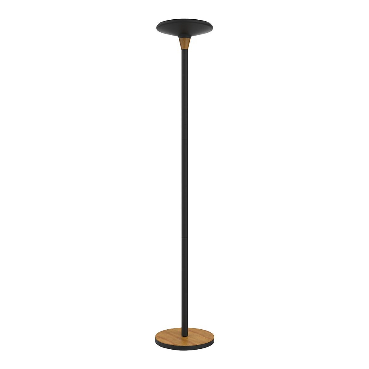 Lampadaire LED à éclairage indirect UNILUX BALY BAMBOO noir et bambou, vue d'ensemble