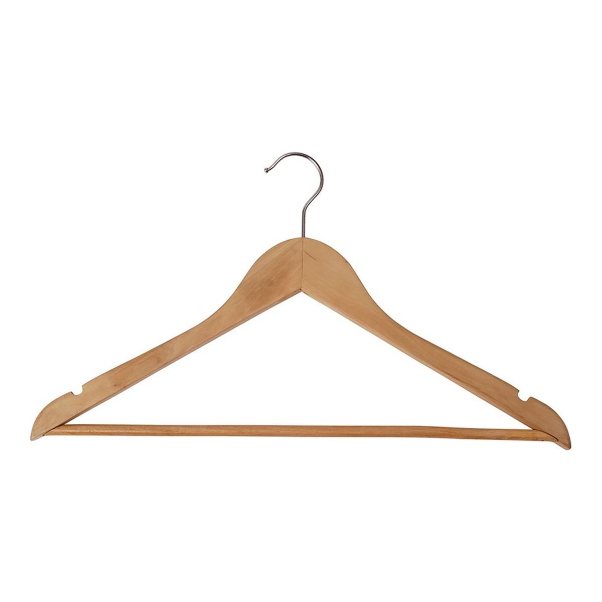 Cintres en bois FSC avec barre ALBA BASIC lot de 25 cintres, vue d'ensemble
