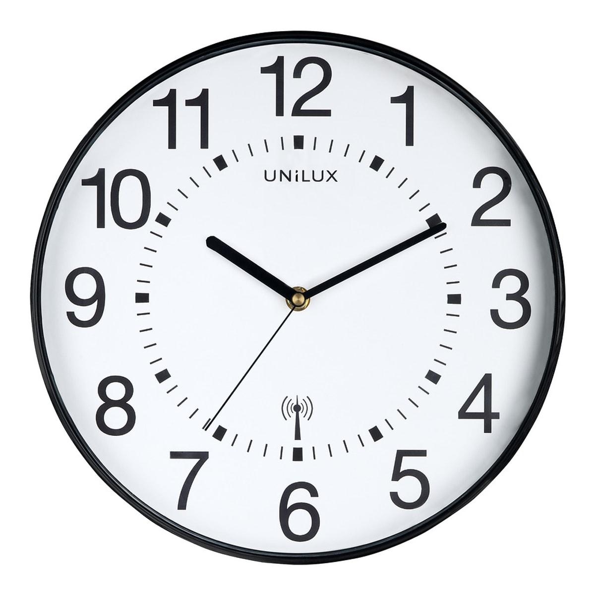Horloge murale radio-pilotée UNILUX WAVE noir, vue d'ensemble