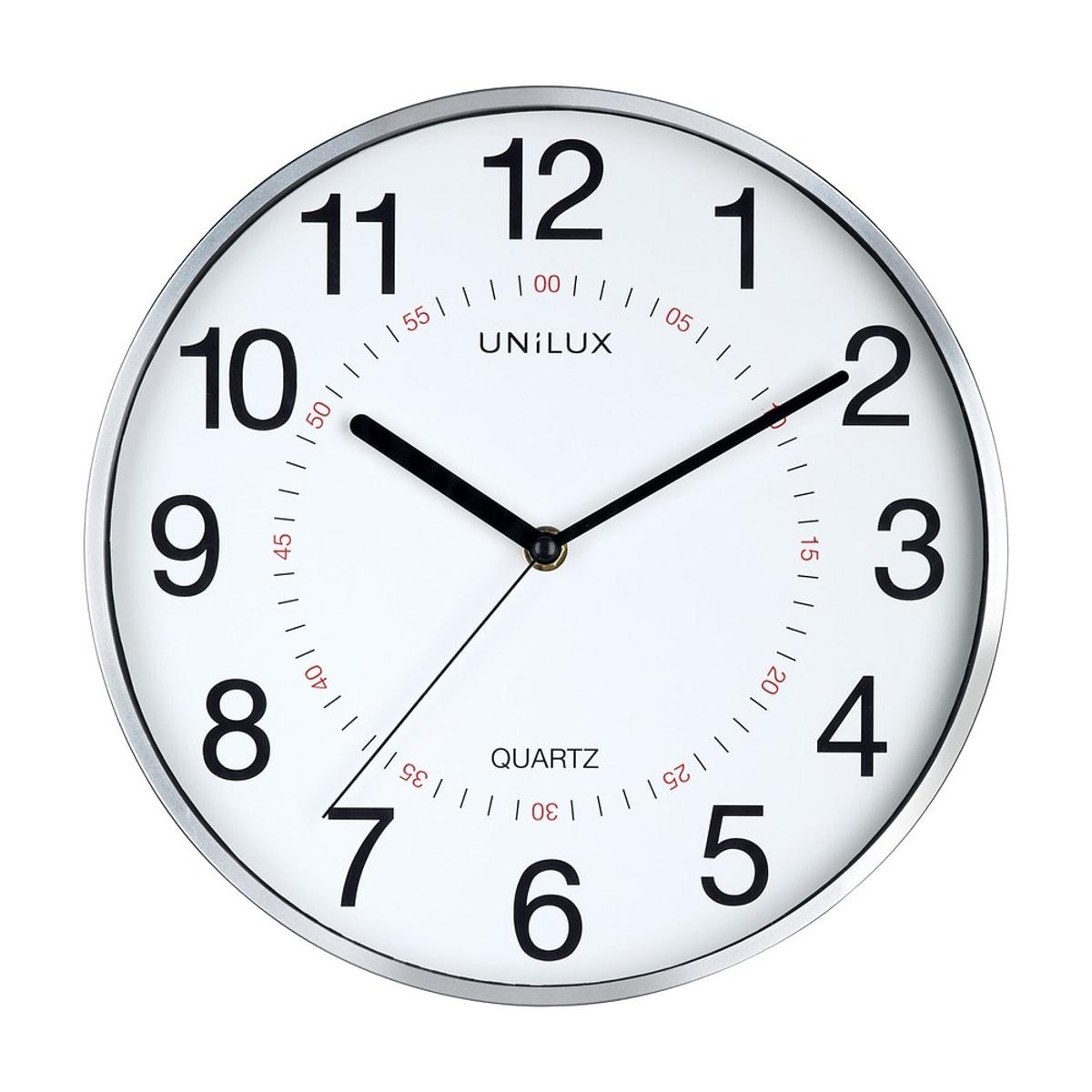 Horloge murale à quartz UNILUX ARIA gris métal, vue d'ensemble