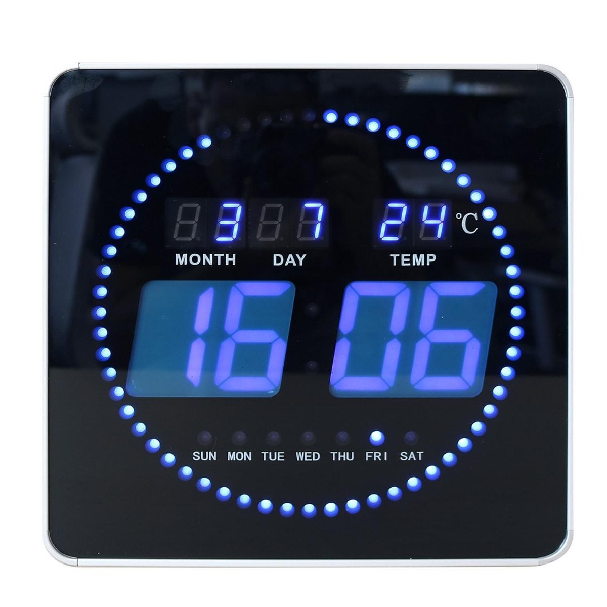 Horloge murale digitale LED UNILUX FLO LED noir, vue d'ensemble