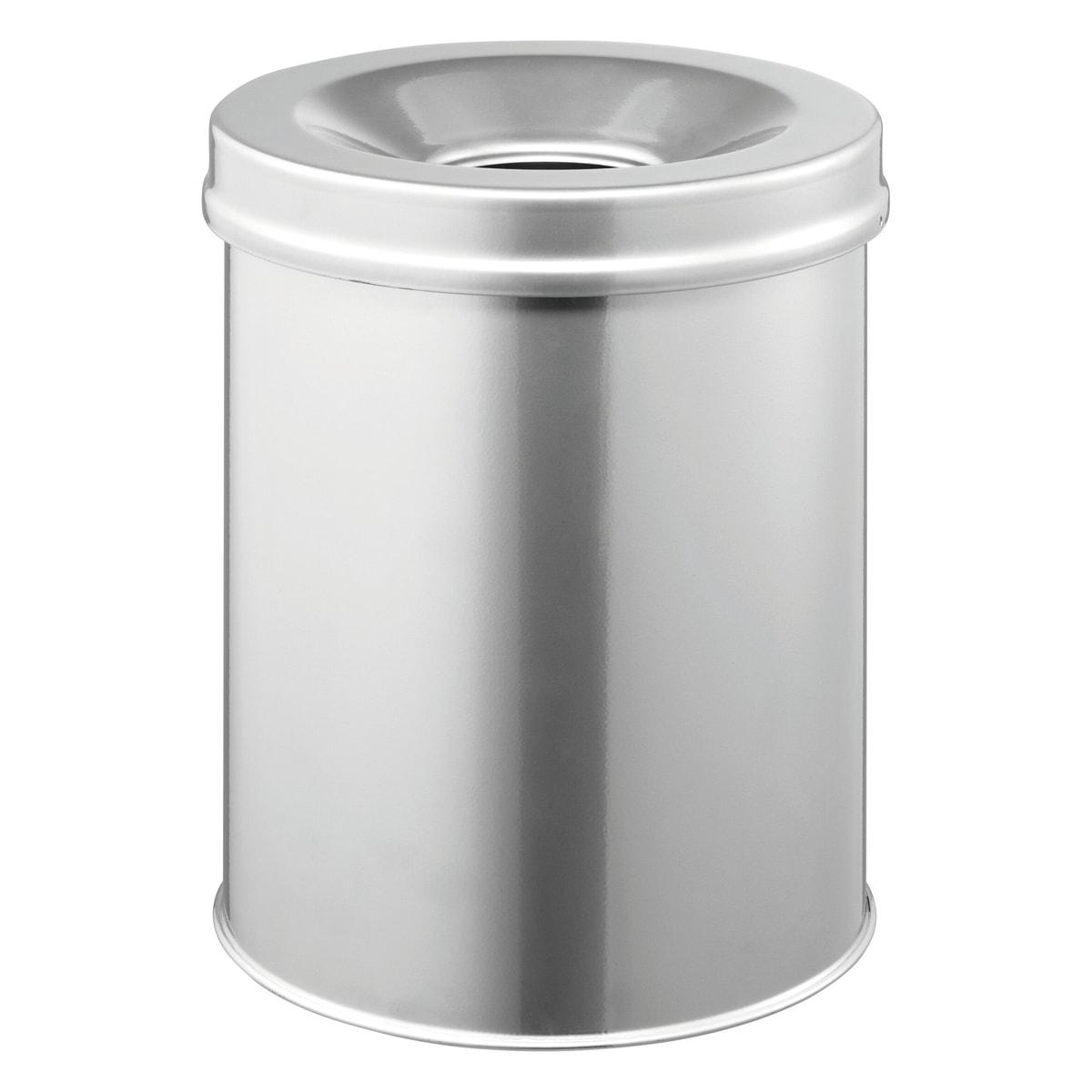 Corbeille anti-feu DURABLE SAFE 15 litres argent métallisé, vue d'ensemble