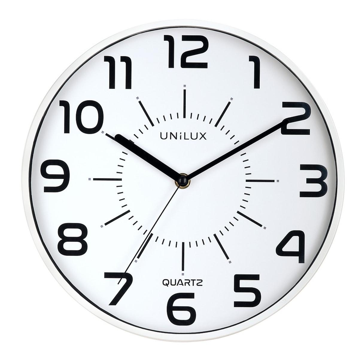 Horloge murale silencieuse UNILUX POP blanc, vue d'ensemble