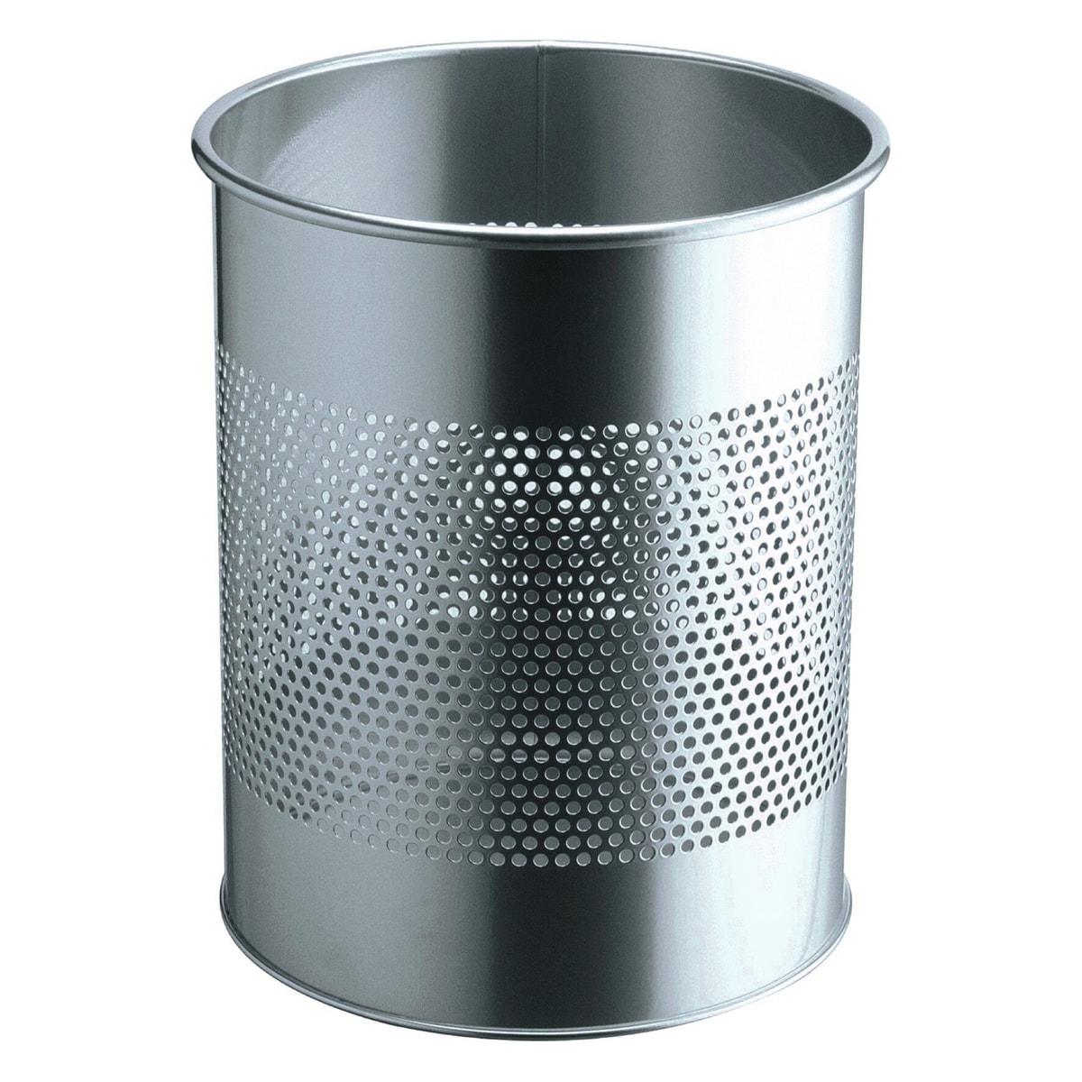 Corbeille à papier DURABLE ajourée 15 litres argent métallisé, vue d'ensemble