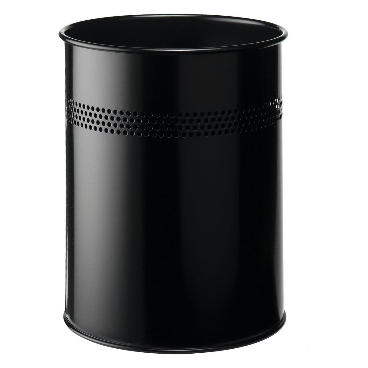 Corbeille à papier DURABLE à liseré perforé 15 litres noire, vue d'ensemble