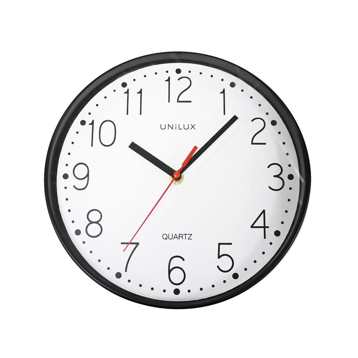 Horloge murale à quartz UNILUX NESSY noir, vue d'ensemble