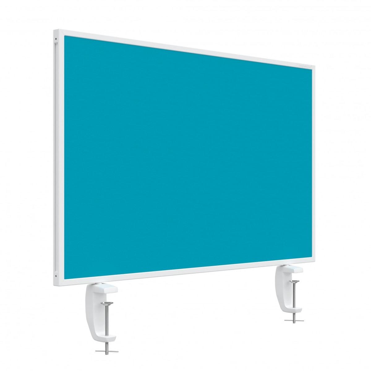 Écran de bureau tableau blanc et feutre magnetoplan VarioPin turquoise, vue d'ensemble, face feutre