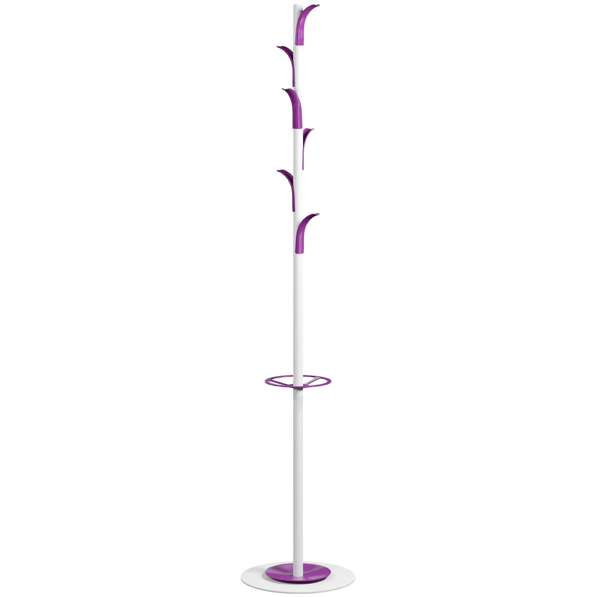 Portemanteau sur pied PAPERFLOW PALM SPRINGS blanc et lilas, vue d'ensemble