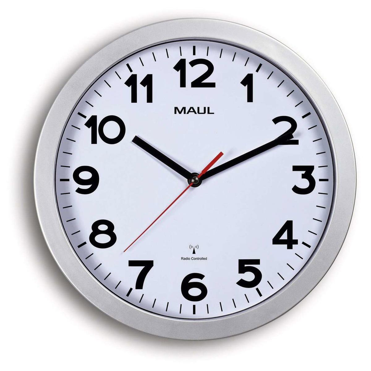 Horloge murale radio-pilotée MAUL step 30 radio argent, vue d'ensemble
