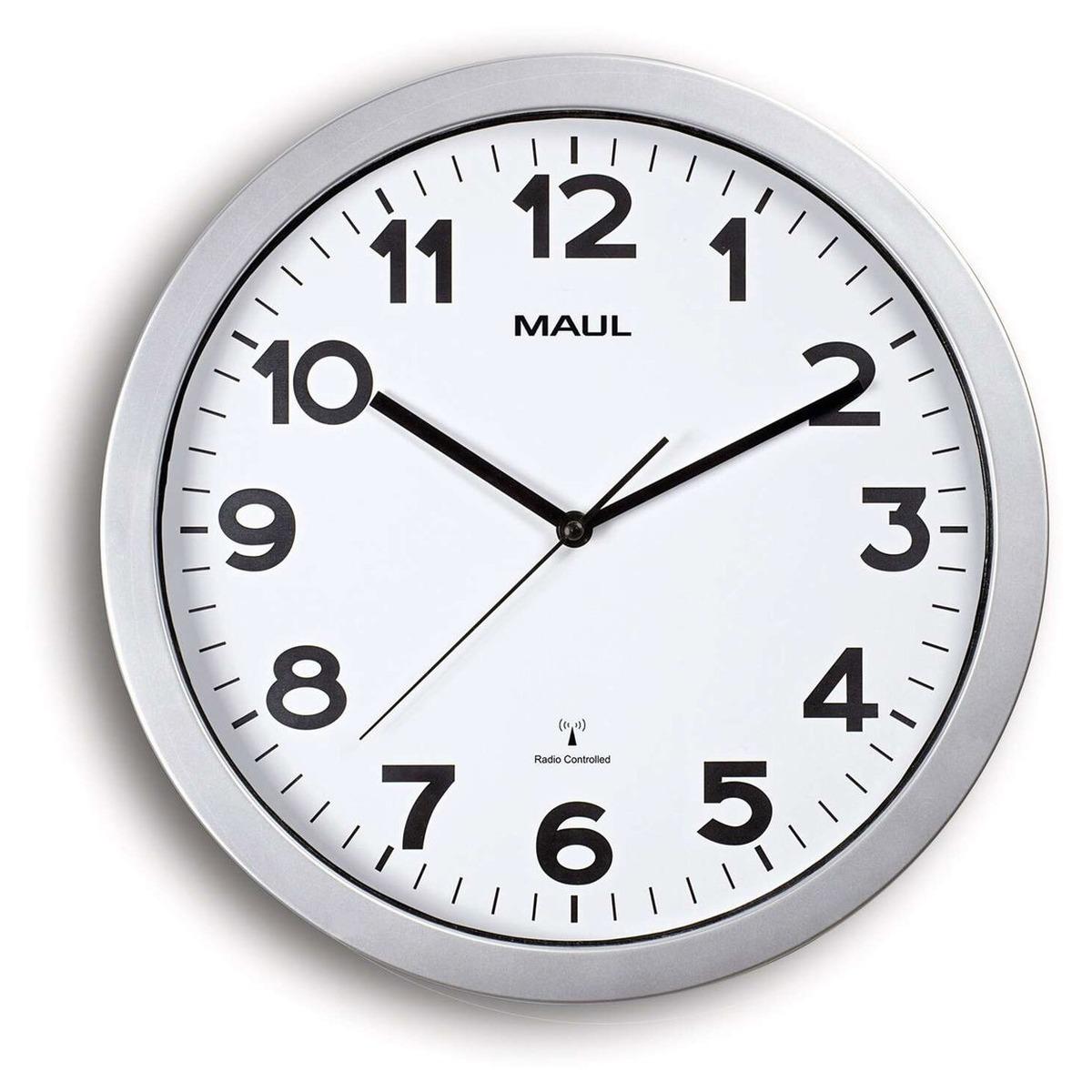 Horloge murale radio-pilotée MAUL step 35 argent, vue d'ensemble