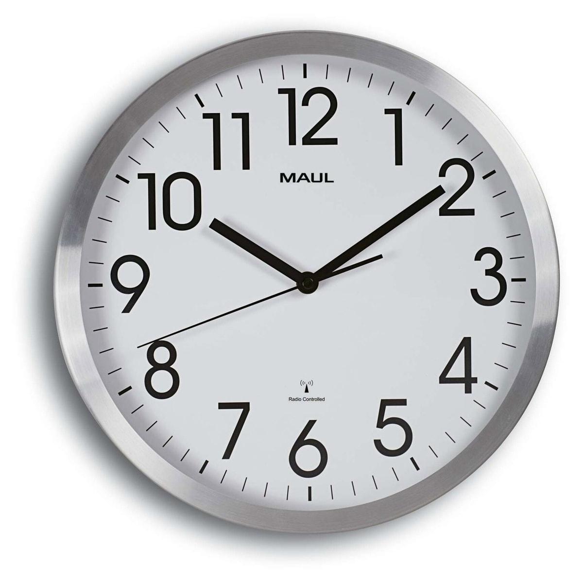 Horloge murale radio-pilotée en aluminium MAUL move 30 aluminium, vue d'ensemble