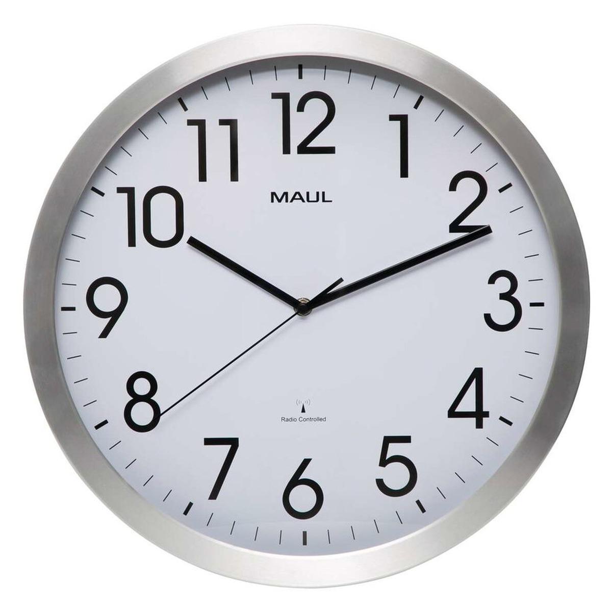 Grande horloge radio-pilotée en aluminium MAUL move 40 aluminium, vue d'ensemble