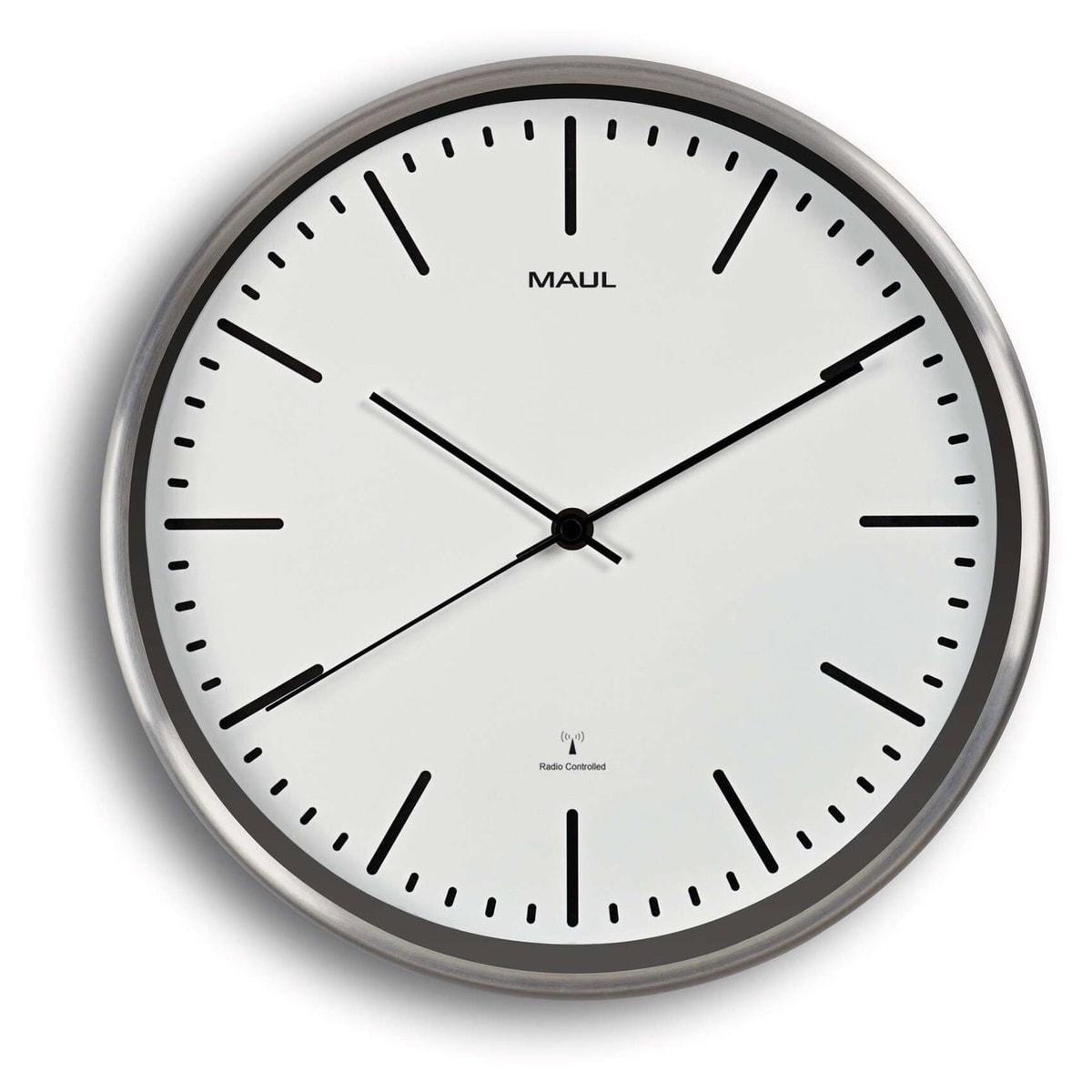 Horloge radio-pilotée en aluminium MAUL fly cadran blanc, vue d'ensemble