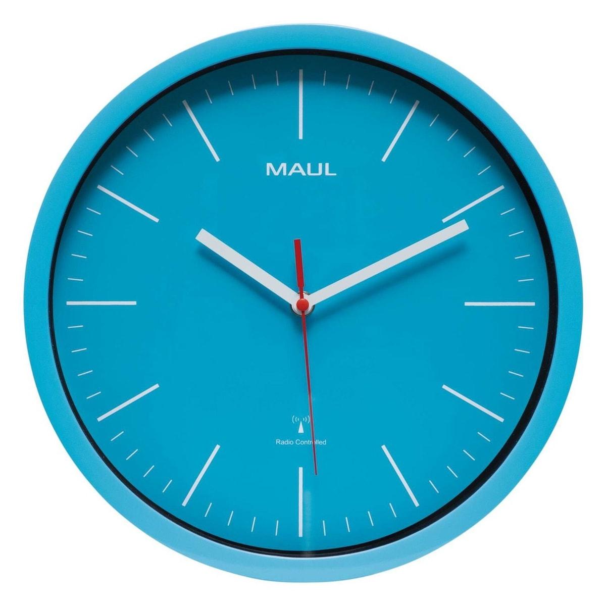 Horloge murale radio-pilotée MAUL jump bleu clair, vue d'ensemble