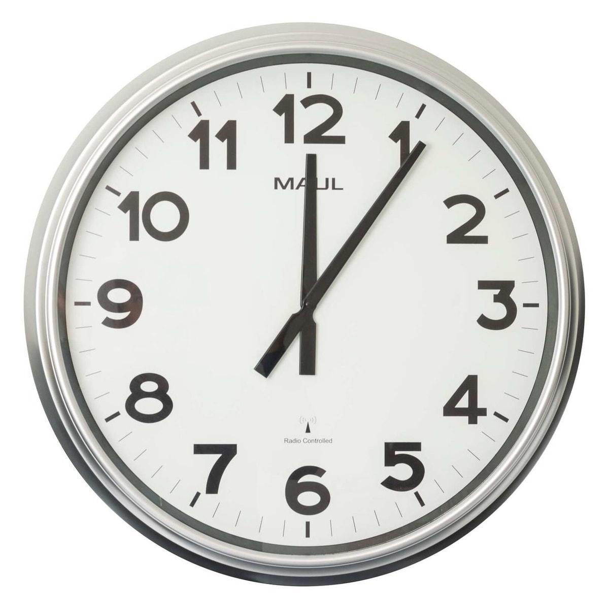 Très grande horloge radio-pilotée MAUL ride argent, vue d'ensemble