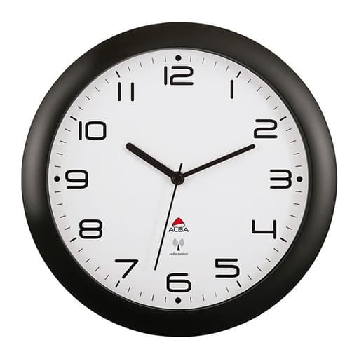 Horloge murale radio-pilotée silencieuse, Ø 30 cm HORNEWRC noir