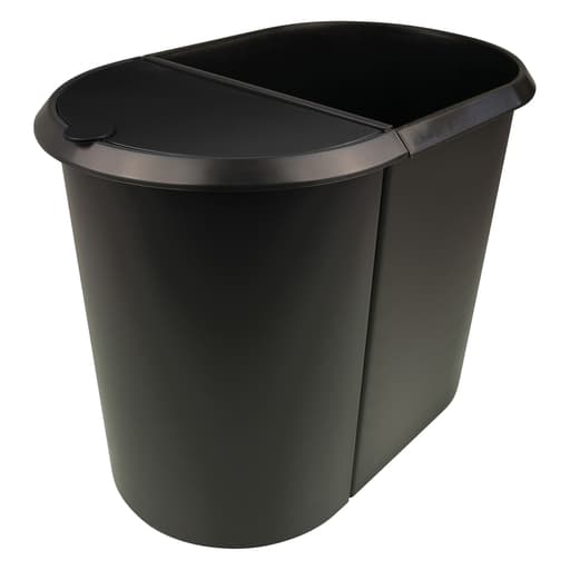 Corbeille de tri, 2 compartiments the double 20 + 9 litres HELIT - Corbeille de tri helit the double 20 + 9 litres noire, vue d'ensemble