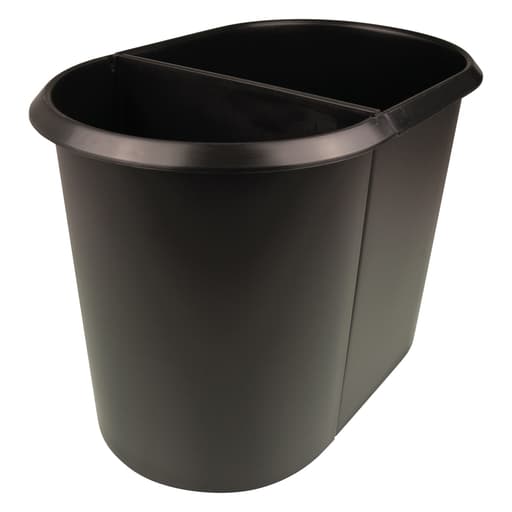 Corbeille de tri, 2 compartiments ouverts the double 20 + 9 litres sans couvercle HELIT - Corbeille de tri helit the double 20 + 9 litres sans couvercle noire, vue d'ensemble