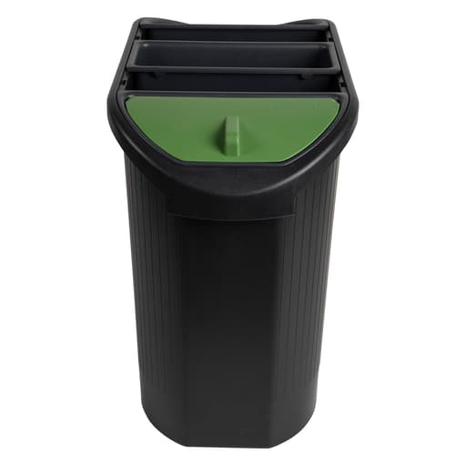 Corbeille de tri, 3 compartiments Écologic 26 litres EXACOMPTA - Corbeille de tri EXACOMPTA Écologic 26 litres noire et grise, vue d'ensemble