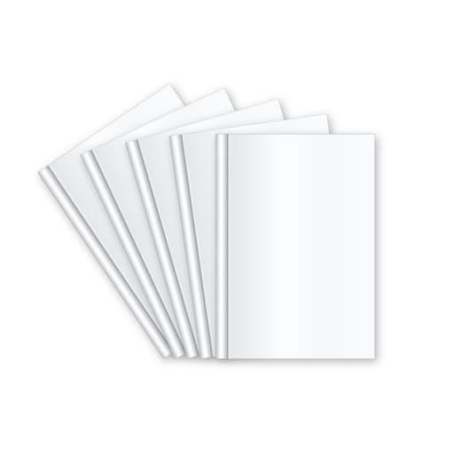 Couverture de reliure thermique A4 Couvertures thermiques dos satin blanc 4 mm A4 FALCON K - Couvertures thermiques A4 Falcon K à dos satin blanc et face transparente, illustration