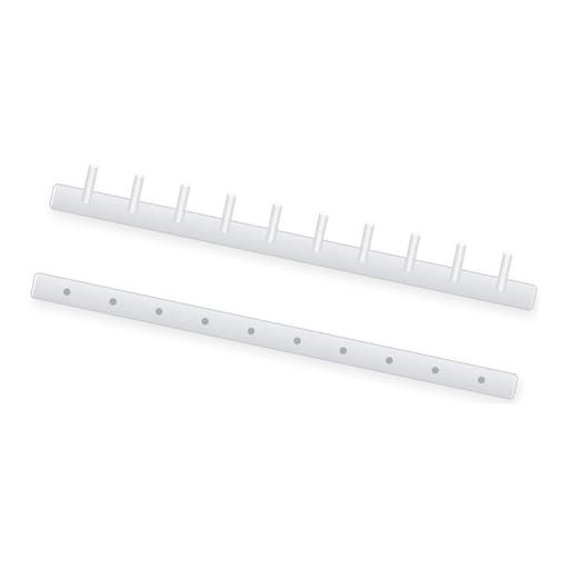 Peigne de reliure thermosoudé A4 Peignes thermosoudés 51 mm A4 blancs FALCON K - Peigne thermosoudé Falcon K 51 mm A4 blanc : baguette à 10 picots et contre-baguette, illustration
