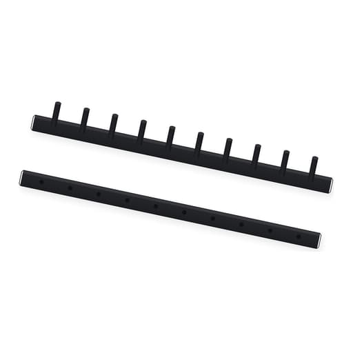 Peigne de reliure thermosoudé A4 Peignes thermosoudés 51 mm A4 noirs FALCON K - Peigne thermosoudé Falcon K 51 mm A4 noir : baguette à 10 picots et contre-baguette, illustration