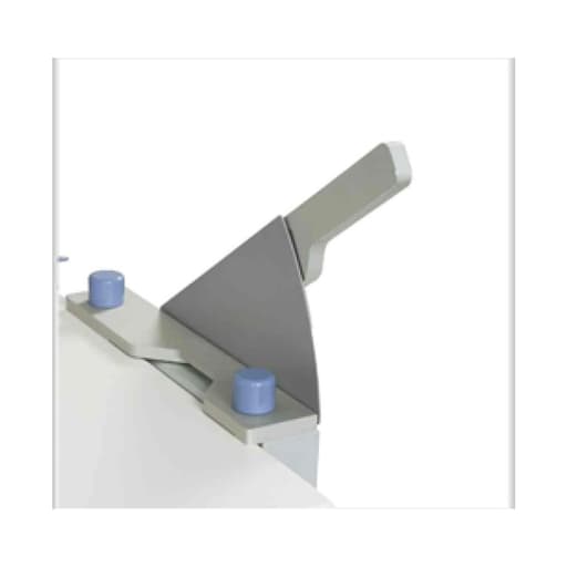Cisaille des angles Fastbind Ha10 fixée en bord de table, lame inclinée et butées à molette