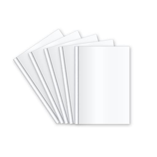 Couverture de reliure thermique A4 Couvertures thermiques dos grain cuir blanc 3 mm A4 FALCON K - Couvertures thermiques A4 Falcon K à dos grain cuir blanc et face transparente, illustration