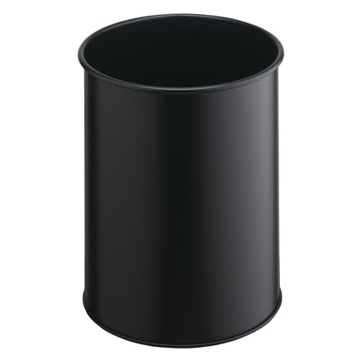 Corbeille à papier, acier peint époxy ronde 15 litres DURABLE - Corbeille à papier DURABLE ronde 15 litres noire, vue d'ensemble